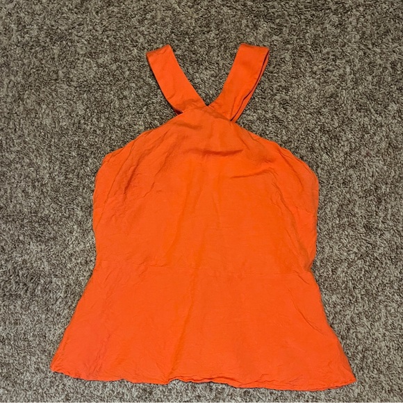 Ann Taylor orange peplum halter tank - Picture 2 of 2